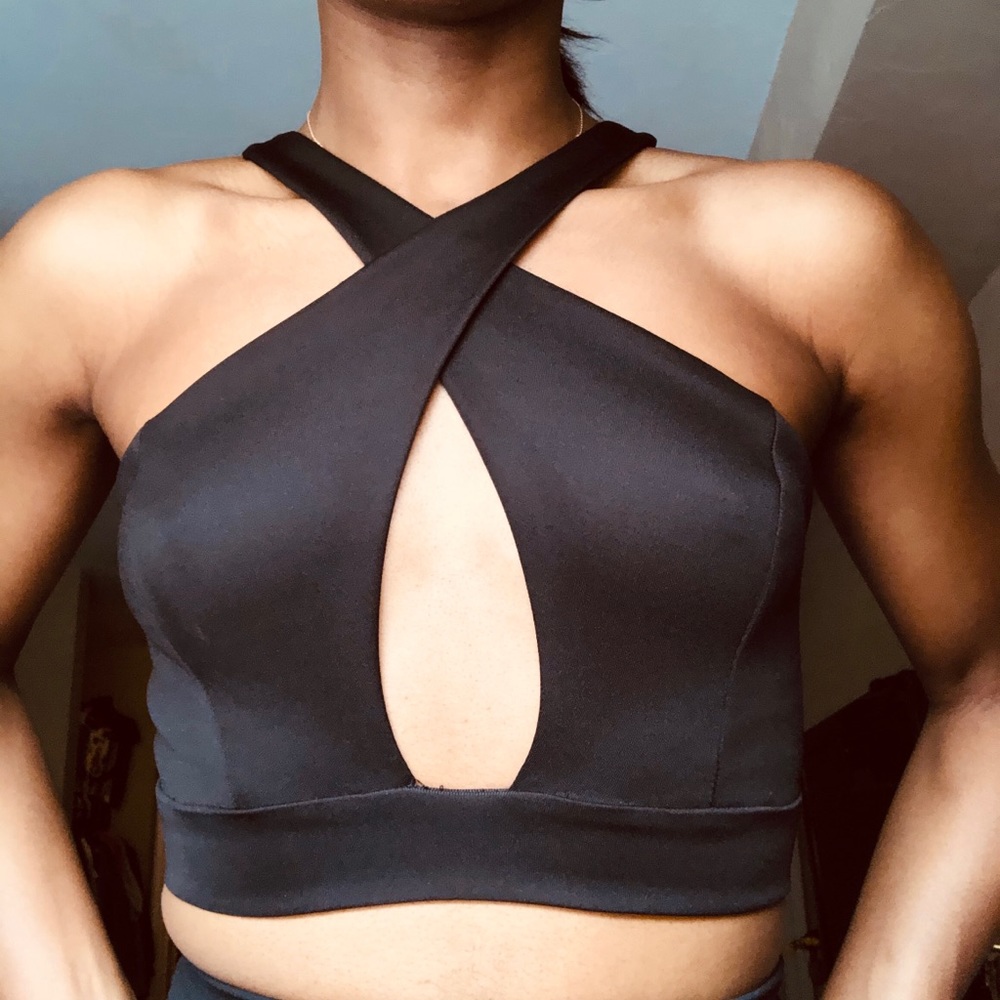 Black Criss-cross Crop Top
